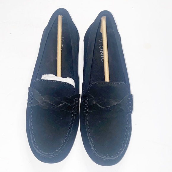 Vionic Montara Black‎ Suede Braided Detail Slip On Loafers size 5 women's - Picture 1 of 11